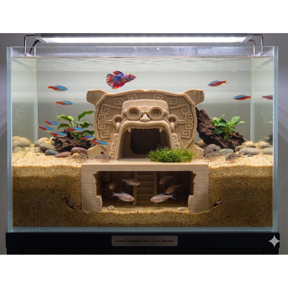 Tlaloc Aztec Aquarium Cave Decor for Plecos, Corys & Shrimp
